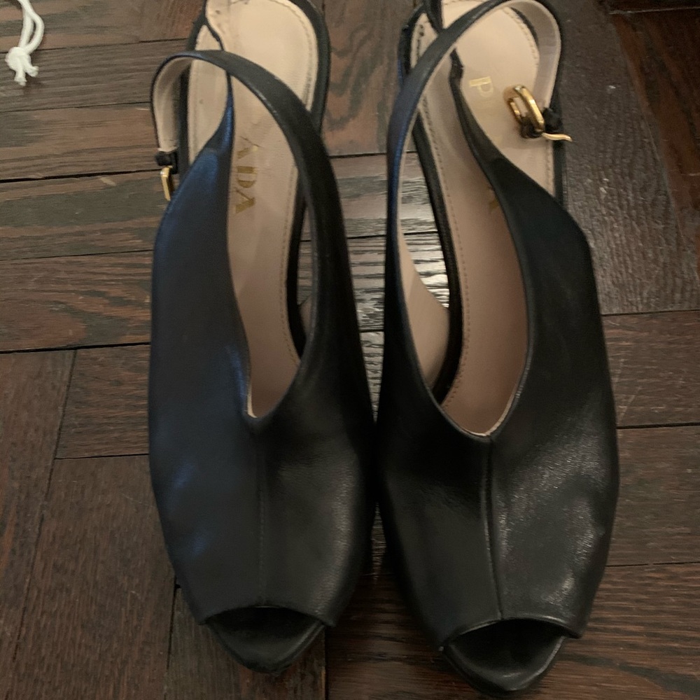 Black Prada Peep Toe Pump